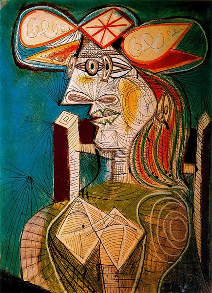 Pablo Picasso Oil Painting Seated Woman On Wooden Chair